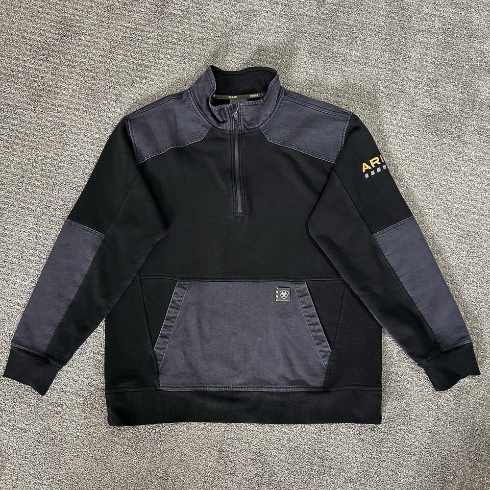 ARIAT Rebar Workman Duracanvas Sweatshirt LARGE - Black 1/4 Zip
